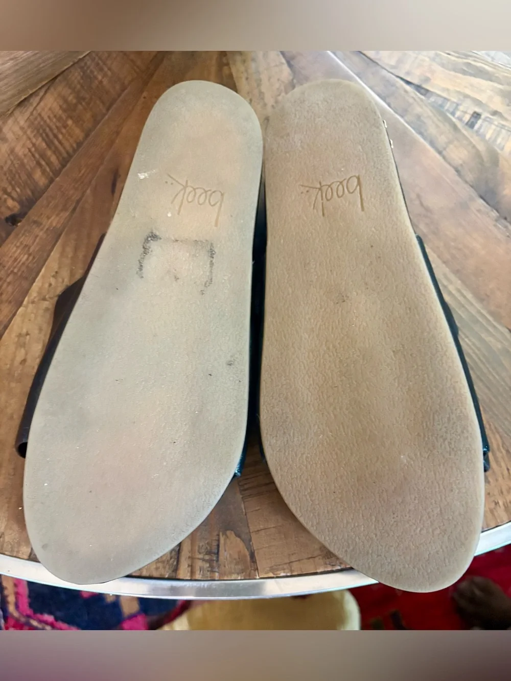 Beek Albatross Black Leather Platform Slides 9